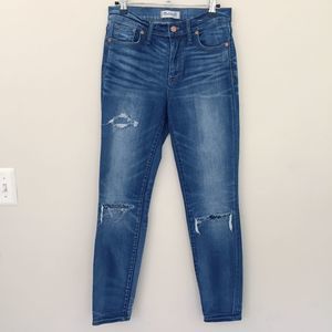 Madewell High Riser Distressed Skinny Blue Jeans